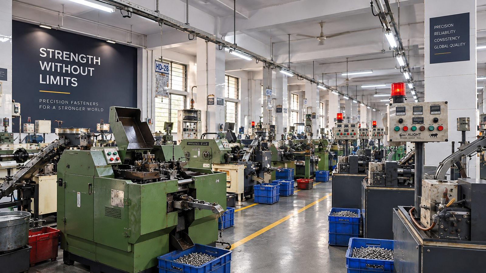 Screw production line in operation at Hexora Fasteners